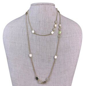 DKNY Womens Gold Tone Metal Long Chain Necklace Elegant Multi-Layer Design
